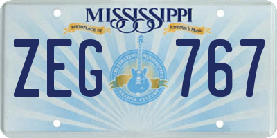 MS license plate ZEG767