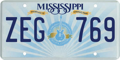 MS license plate ZEG769