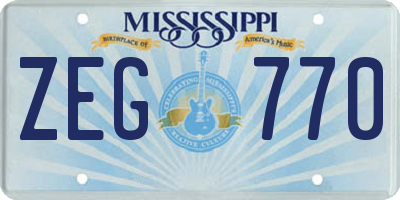 MS license plate ZEG770