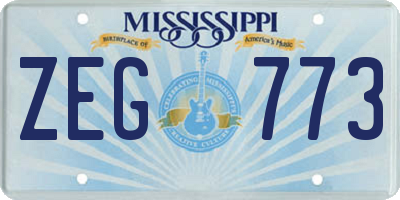 MS license plate ZEG773