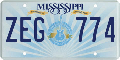 MS license plate ZEG774