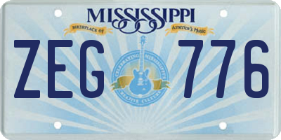 MS license plate ZEG776