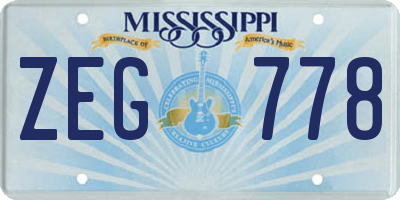MS license plate ZEG778