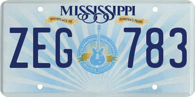MS license plate ZEG783