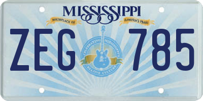MS license plate ZEG785