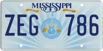 MS license plate ZEG786