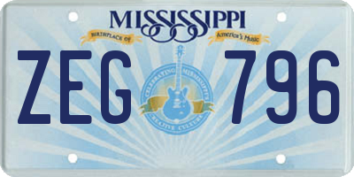 MS license plate ZEG796