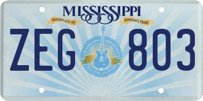 MS license plate ZEG803