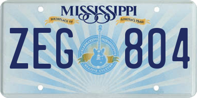 MS license plate ZEG804