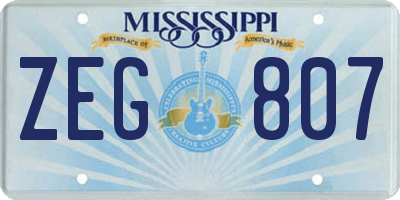 MS license plate ZEG807