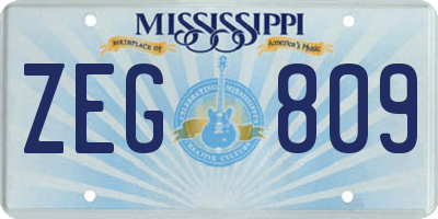 MS license plate ZEG809