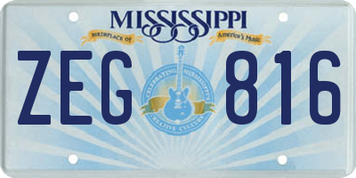 MS license plate ZEG816