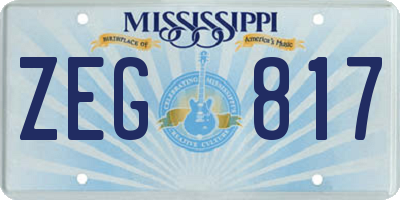 MS license plate ZEG817