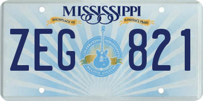 MS license plate ZEG821