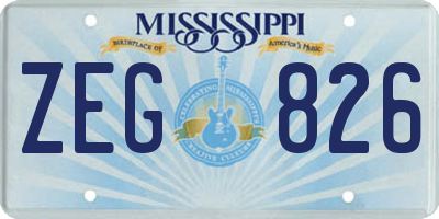 MS license plate ZEG826