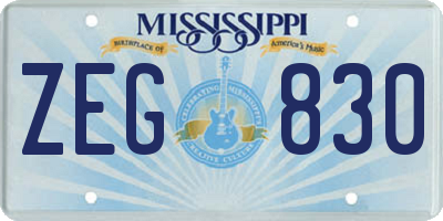 MS license plate ZEG830