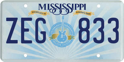 MS license plate ZEG833