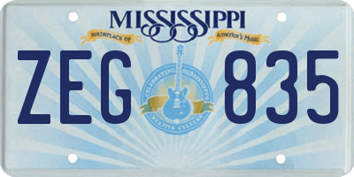 MS license plate ZEG835