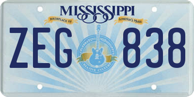 MS license plate ZEG838