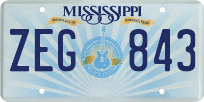 MS license plate ZEG843