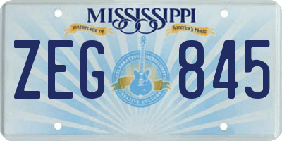 MS license plate ZEG845
