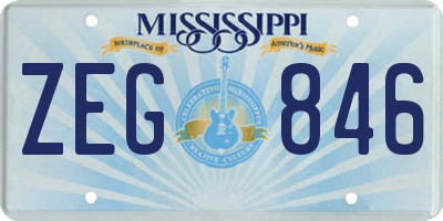 MS license plate ZEG846
