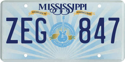 MS license plate ZEG847