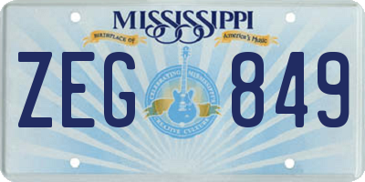 MS license plate ZEG849