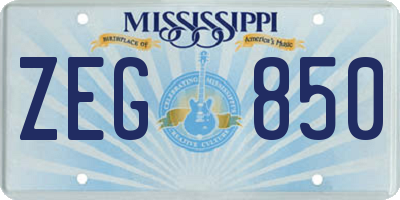 MS license plate ZEG850