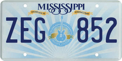 MS license plate ZEG852