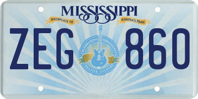 MS license plate ZEG860