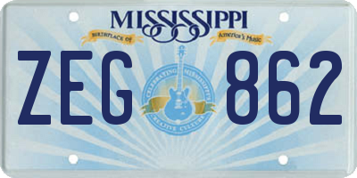 MS license plate ZEG862