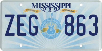 MS license plate ZEG863