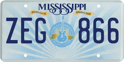 MS license plate ZEG866