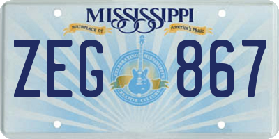 MS license plate ZEG867