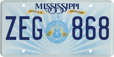 MS license plate ZEG868