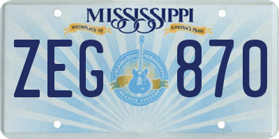 MS license plate ZEG870