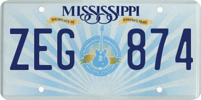 MS license plate ZEG874