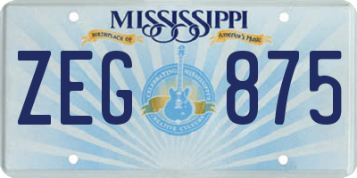 MS license plate ZEG875
