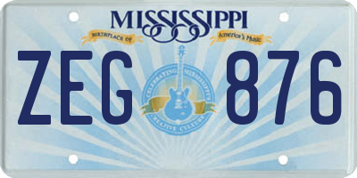 MS license plate ZEG876
