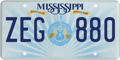MS license plate ZEG880