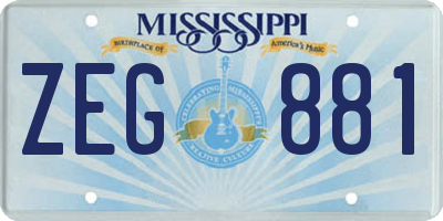 MS license plate ZEG881