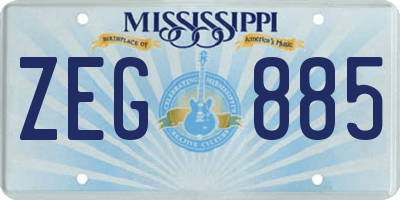 MS license plate ZEG885