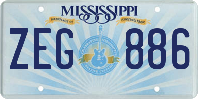 MS license plate ZEG886