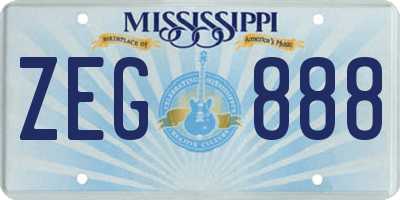 MS license plate ZEG888