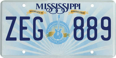 MS license plate ZEG889