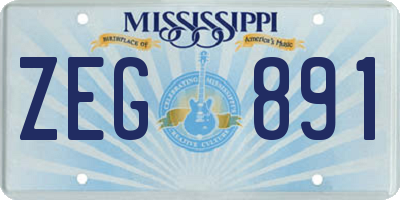 MS license plate ZEG891