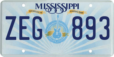 MS license plate ZEG893