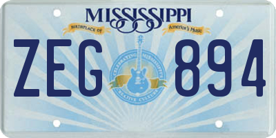 MS license plate ZEG894