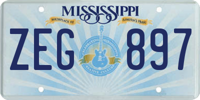 MS license plate ZEG897